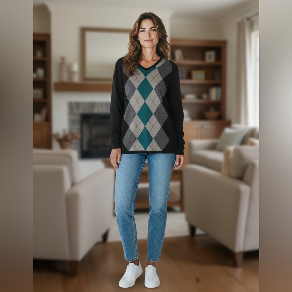 Croft and Barrow Argyle Sweater Medium - Picture 6 of 6